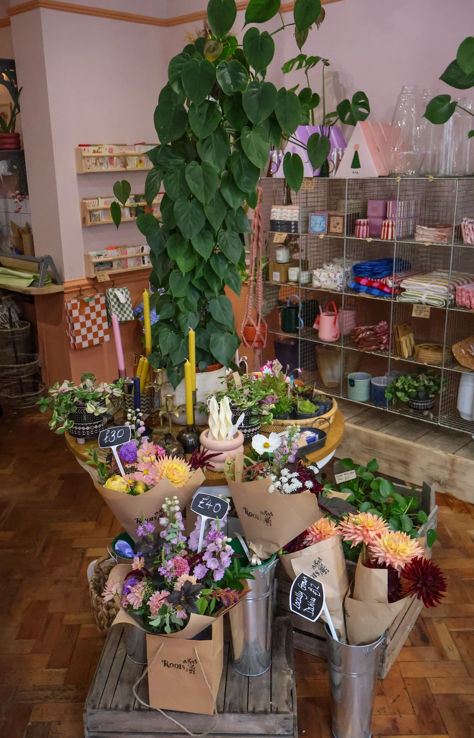 Plants and flowers throughout the Roots shop